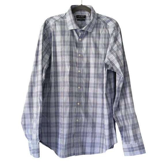 Lauren Ralph Lauren Slim Fit Performance Dress Shirt Size XL  17 36/37 Plaid - Picture 1 of 6